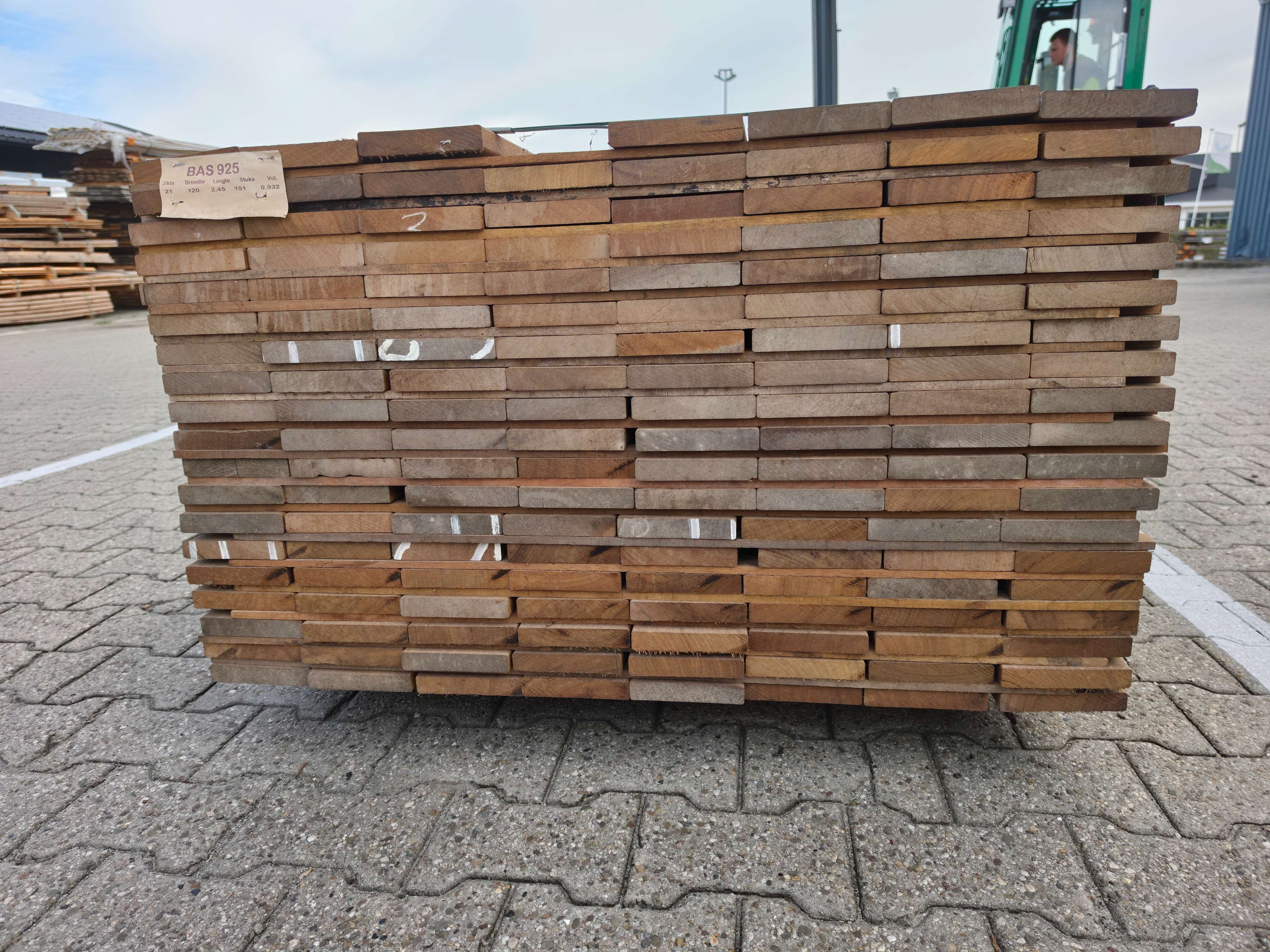Guyana Teak Geschaafd 21x120mm - lengte 245cm, 151 stuks