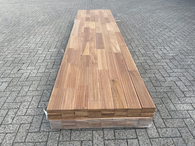 Guyana Teak Vlonderplanken Gevingerlast 21x120mm